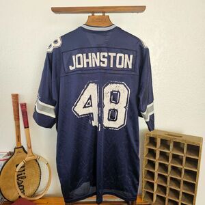 Vintage 90s Puma Dallas Cowboys Jersey 2X Daryl Johnston 48 Distressed Navy Mesh